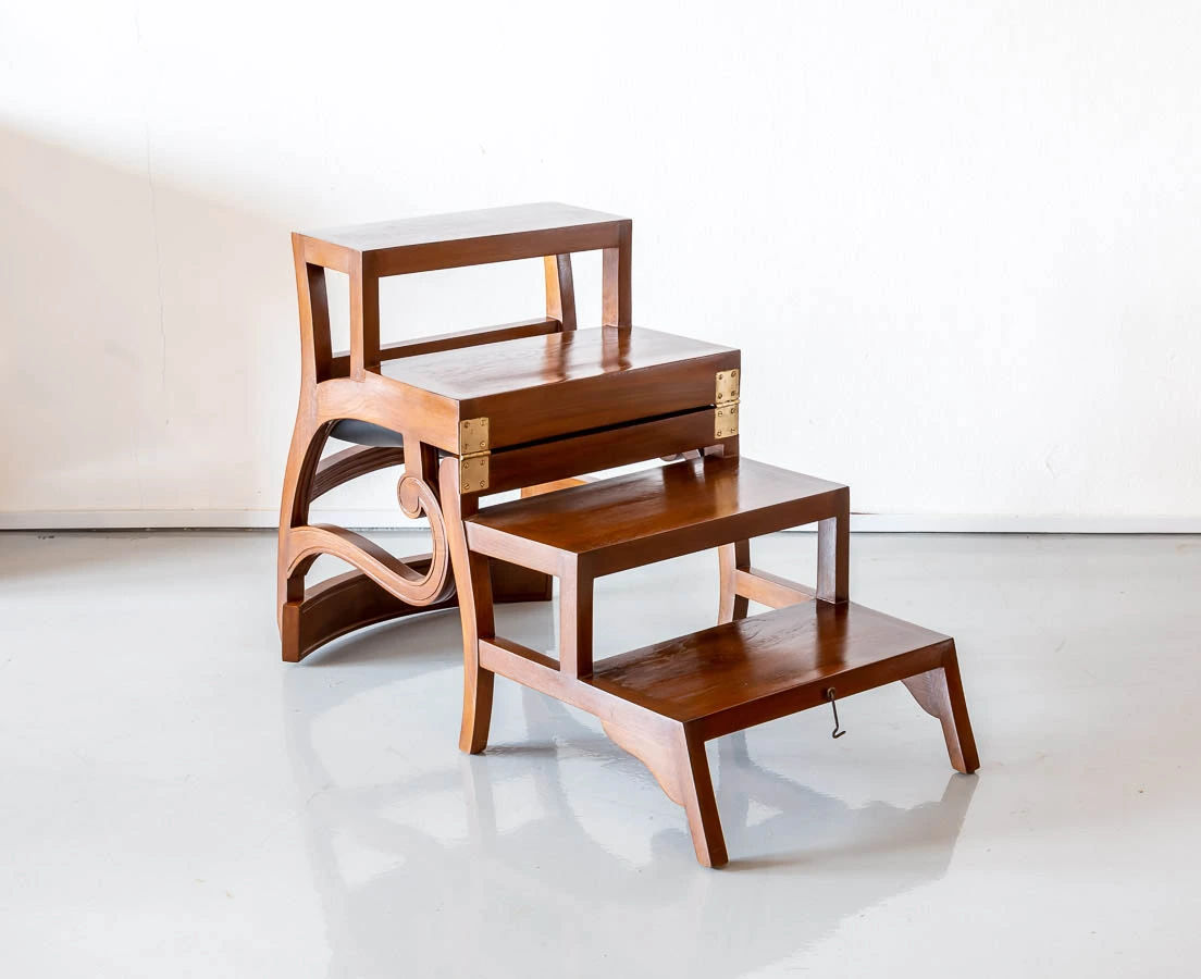 Anglo-Indian Teakwood Library Ladder Chair l The Past Perfect Collection l Singapore