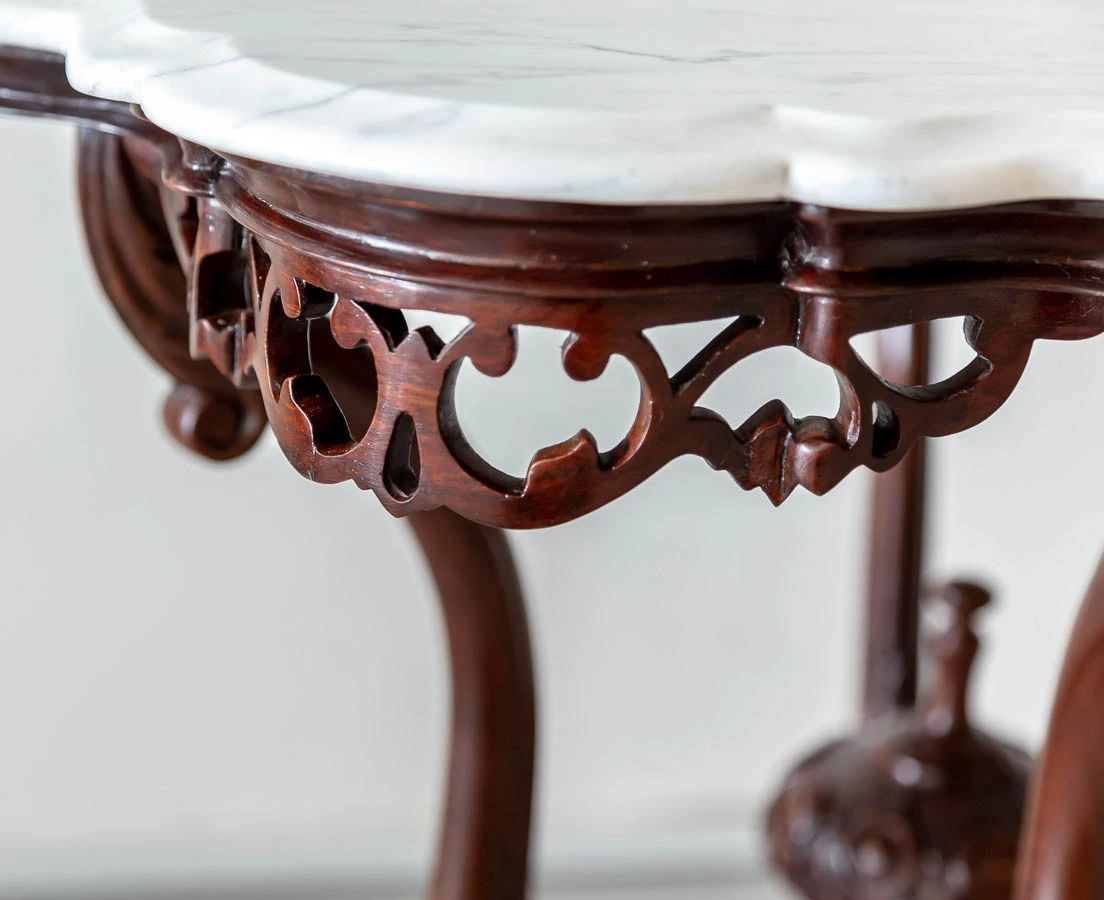 Anglo-Indian Rosewood Center Table with Marble Top l The Past Perfect Collection l Singapore