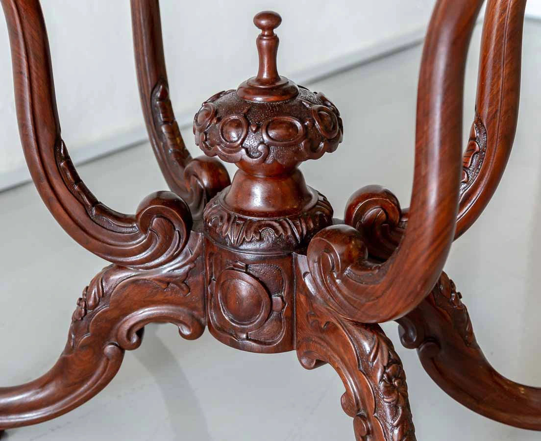 Anglo-Indian Rosewood Center Table with Marble Top l The Past Perfect Collection l Singapore