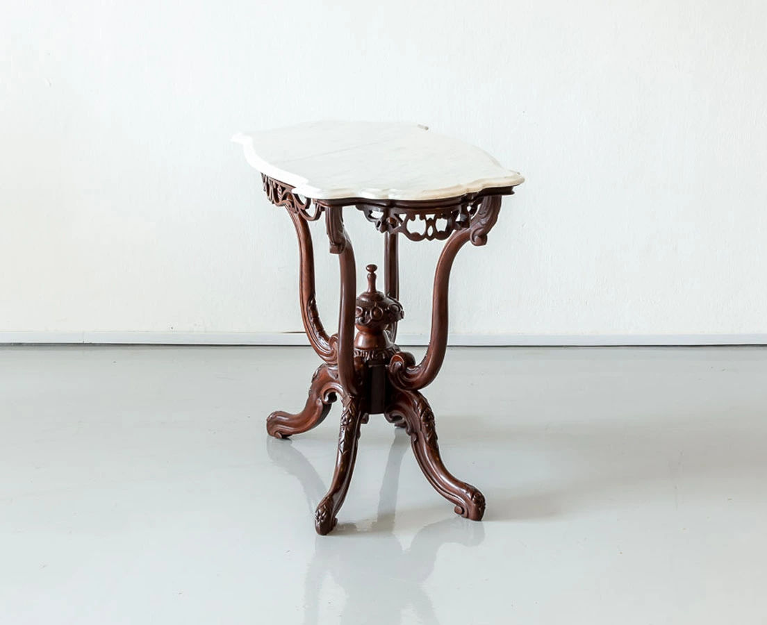 Anglo-Indian Rosewood Center Table with Marble Top l The Past Perfect Collection l Singapore