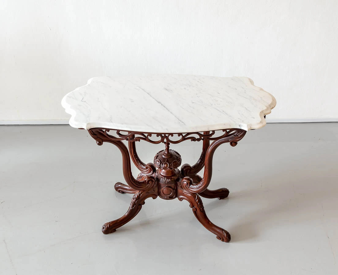 TAB-419 3L Anglo-Indian Rosewood Center Table with Marble Top l The Past Perfect Collection l Singapore