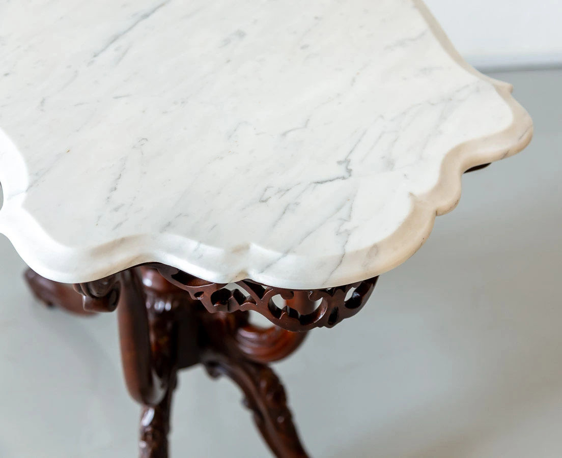 Anglo-Indian Rosewood Center Table with Marble Top l The Past Perfect Collection l Singapore