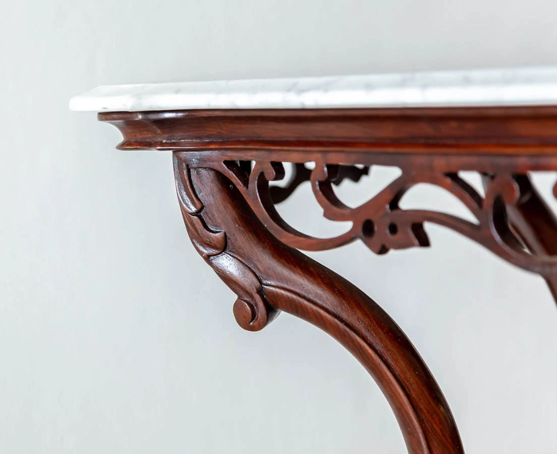 Anglo-Indian Rosewood Center Table with Marble Top l The Past Perfect Collection l Singapore