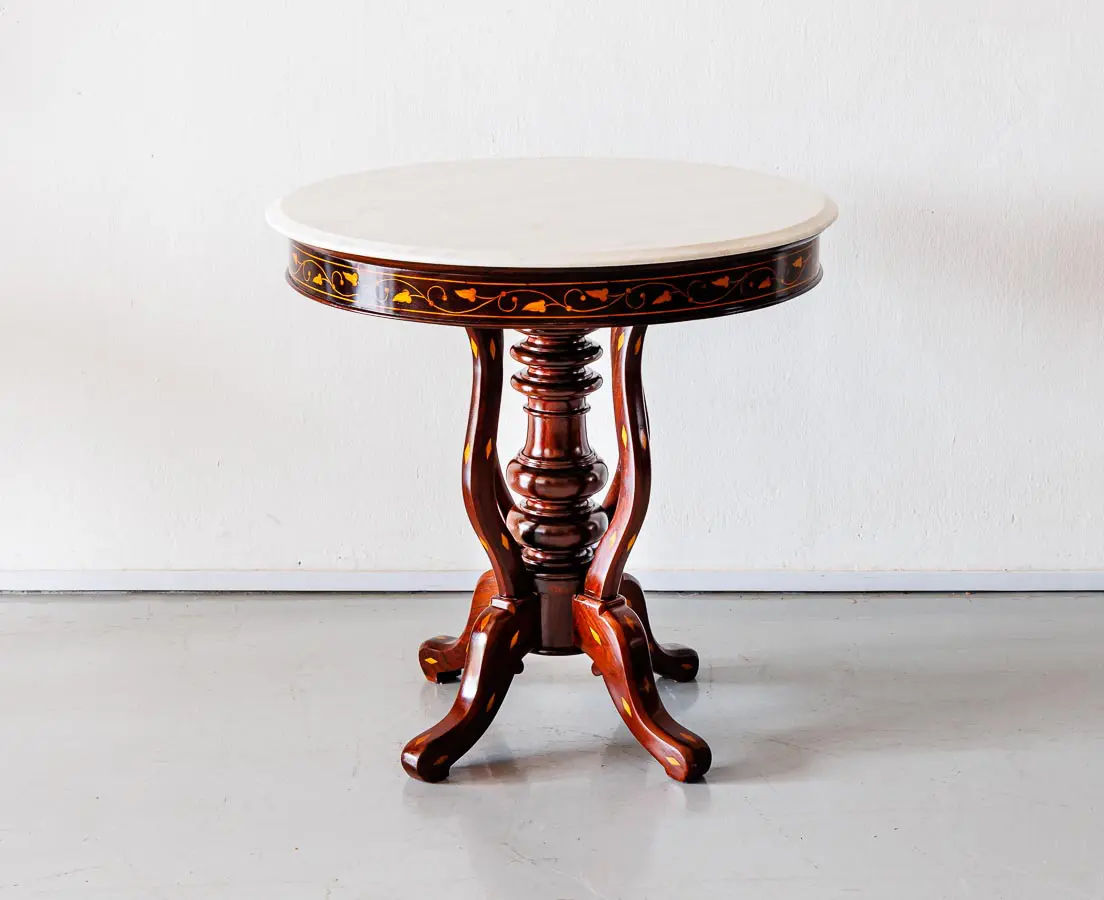 Antique Side Tables - Portuguese Colonial Rosewood Side Table with Inlay - The Past Perfect Collection - Singapore