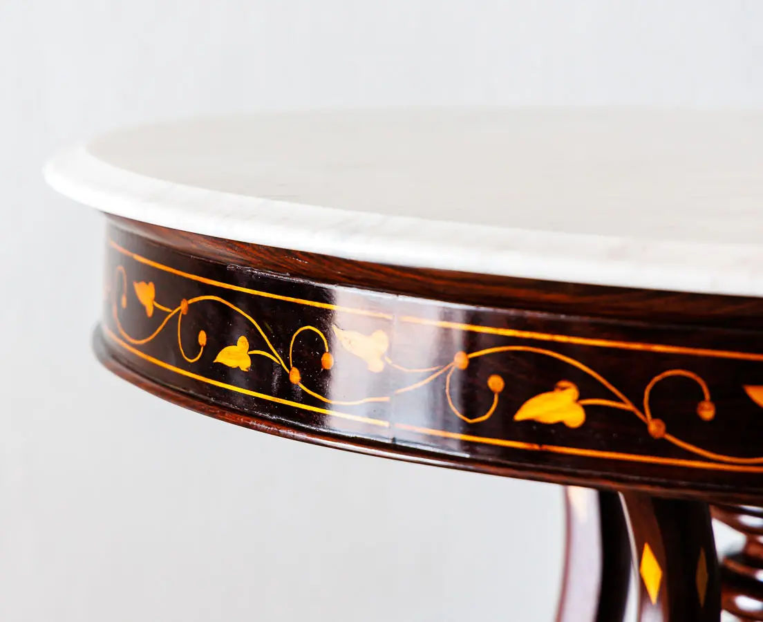 Antique Side Tables - Portuguese Colonial Rosewood Side Table with Inlay - The Past Perfect Collection - Singapore