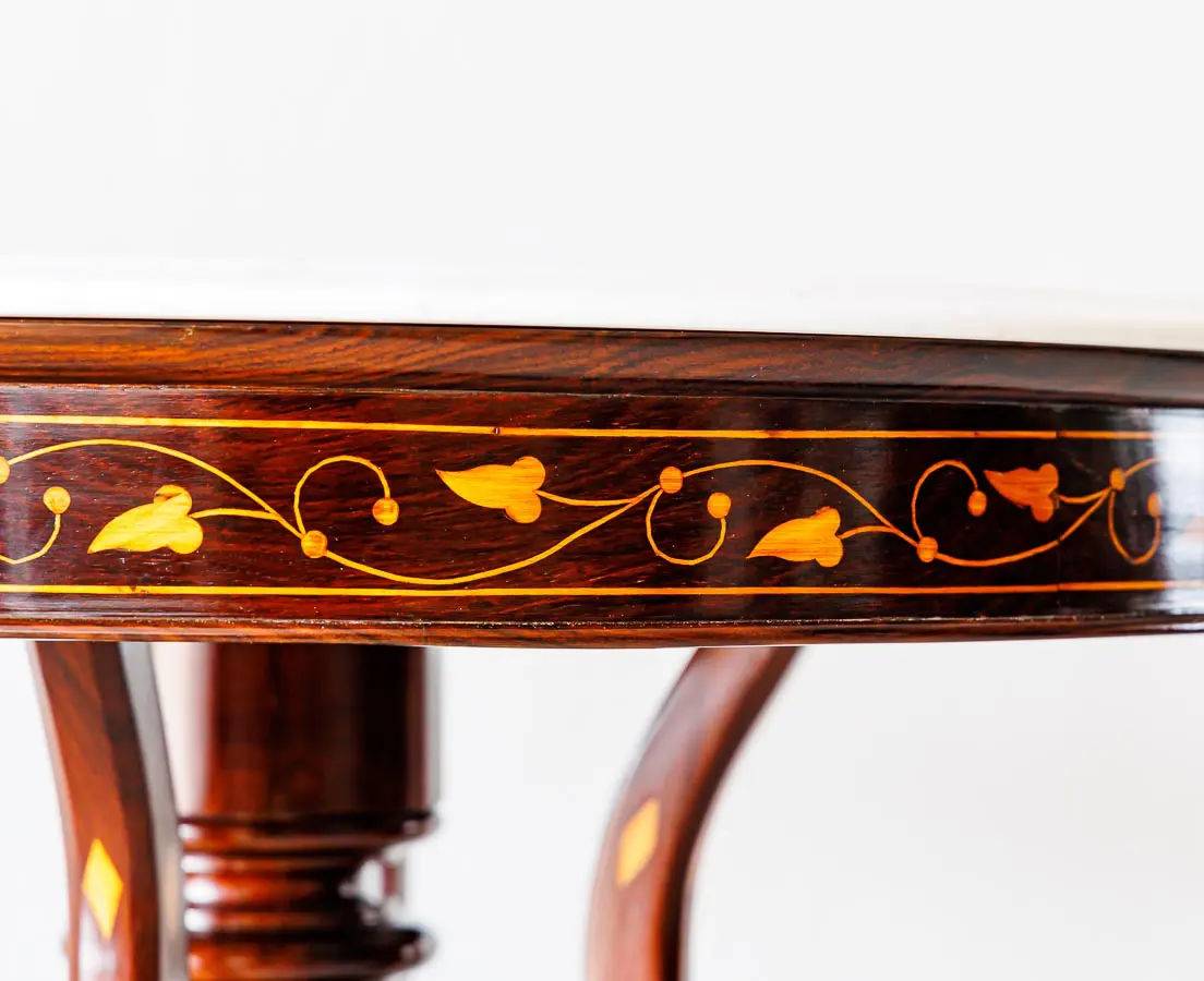Antique Side Tables - Portuguese Colonial Rosewood Side Table with Inlay - The Past Perfect Collection - Singapore