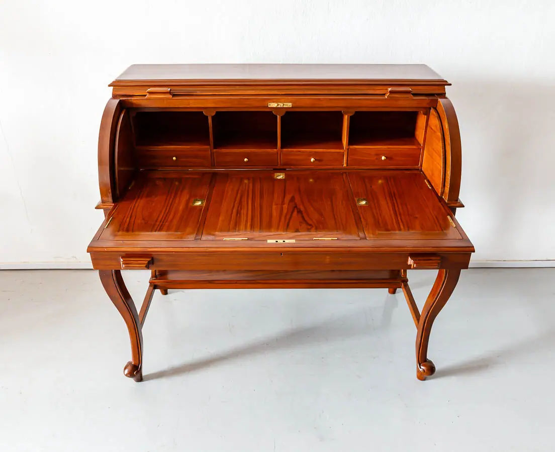 Antique Desks - British Colonial teakwood Cylinder Desk - The Past Perfect Collection - Singapore