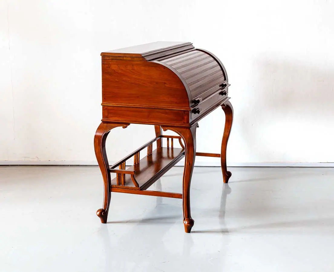 Antique Desks - British Colonial teakwood Cylinder Desk - The Past Perfect Collection - Singapore