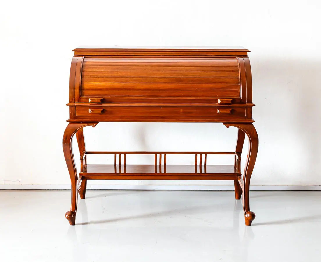 Antique Desks - British Colonial teakwood Cylinder Desk - The Past Perfect Collection - Singapore