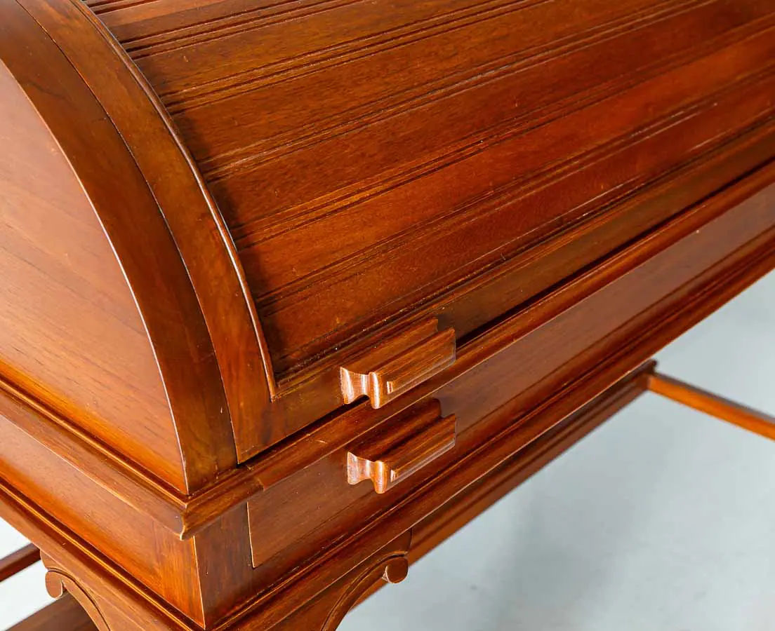 Antique Desks - British Colonial teakwood Cylinder Desk - The Past Perfect Collection - Singapore