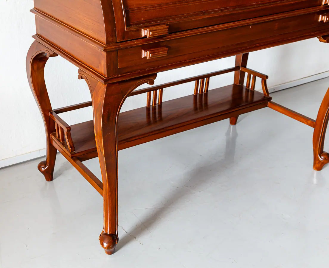 Antique Desks - British Colonial teakwood Cylinder Desk - The Past Perfect Collection - Singapore