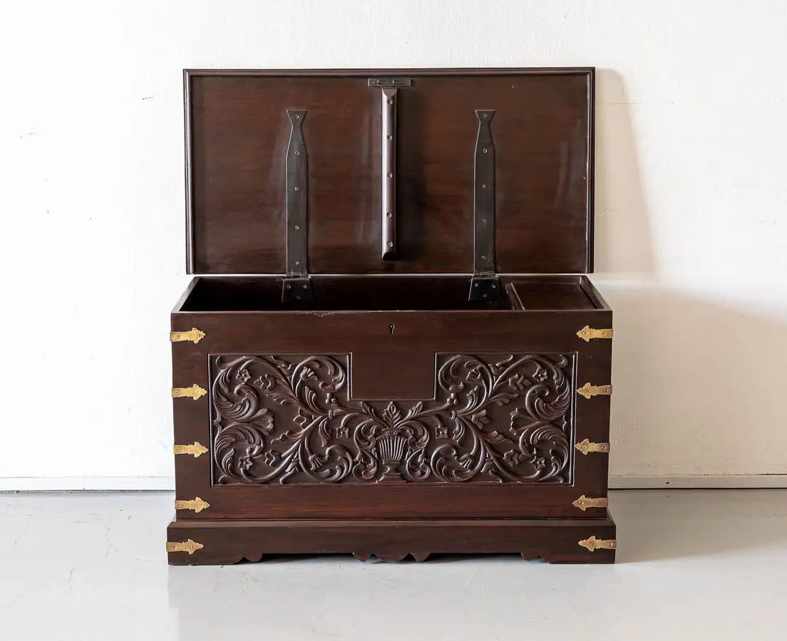 Antique Chests - Portuguese Colonial Rosewood Malabar Chest - The Past Perfect Collection - Singapore