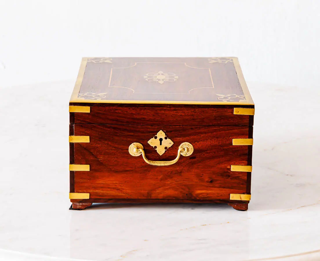 Antique Boxes - British Colonial Rosewood Dressing Box - The Past Perfect Collection
