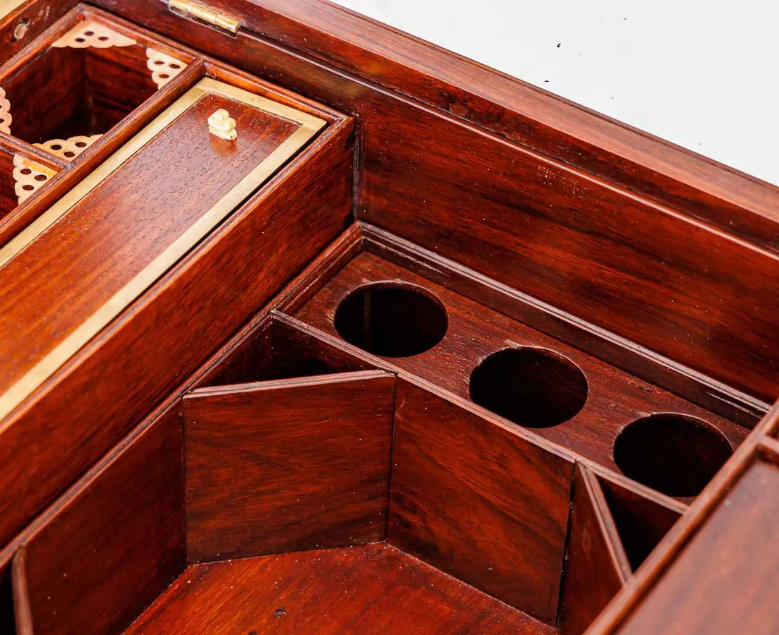 Antique Boxes - British Colonial Rosewood Dressing Box - The Past Perfect Collection