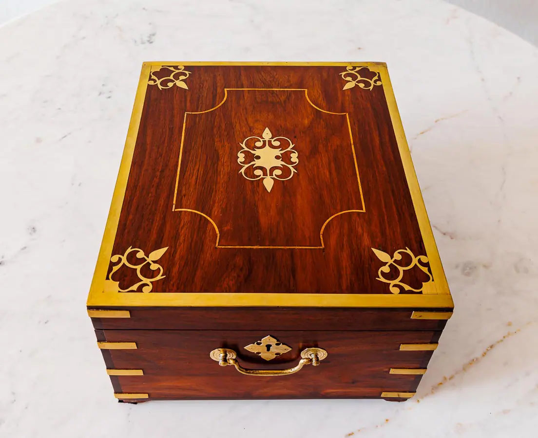 Antique Boxes - British Colonial Rosewood Dressing Box - The Past Perfect Collection