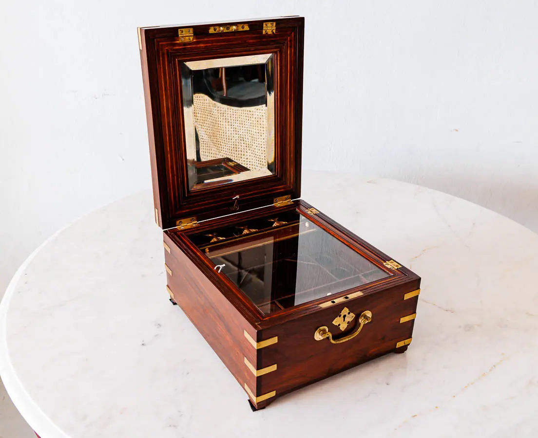 Antique Boxes - British Colonial Rosewood Dressing Box - The Past Perfect Collection