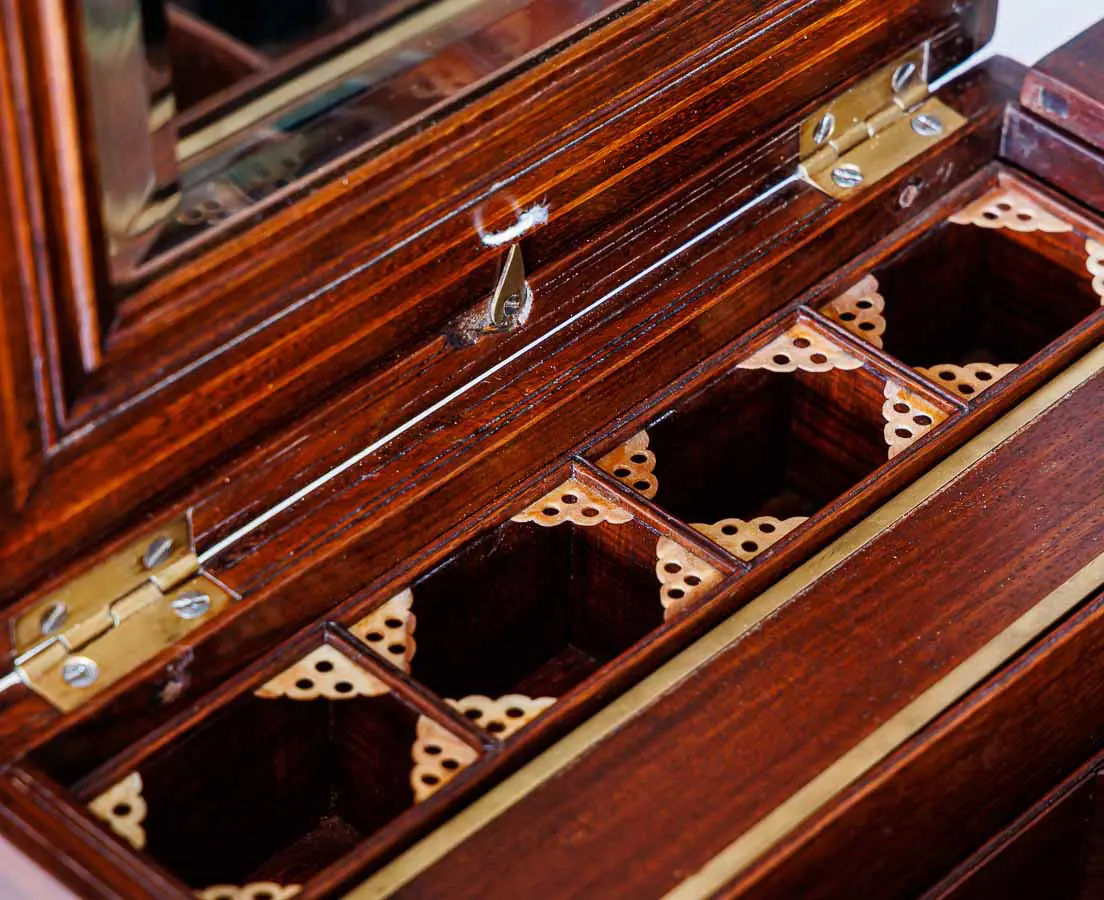 Antique Boxes - British Colonial Rosewood Dressing Box - The Past Perfect Collection