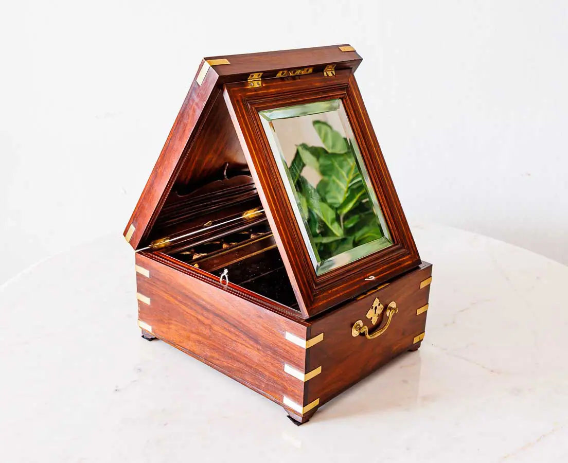Antique Boxes - British Colonial Rosewood Dressing Box - The Past Perfect Collection