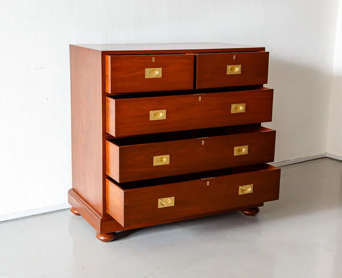 Antique Chests of Drawers - Britsch Colonial teakwood Chest of Drawers - The Past Perfect Collection - Singapore