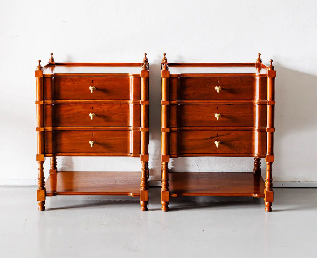 Antique Tables - Pair of British Colonla Teakwood Bedside Tables - The Past Perfect Collection - Singapore