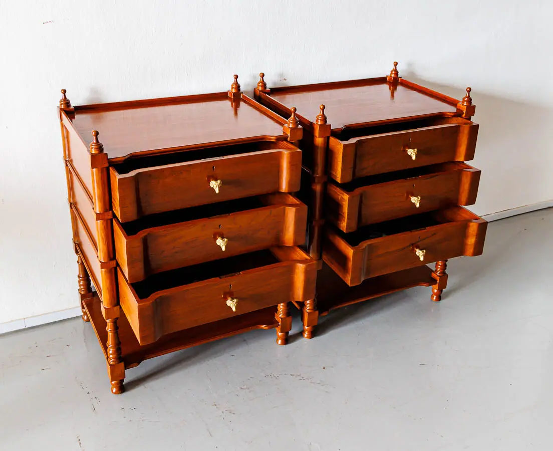 Antique Tables - Pair of British Colonla Teakwood Bedside Tables - The Past Perfect Collection - Singapore