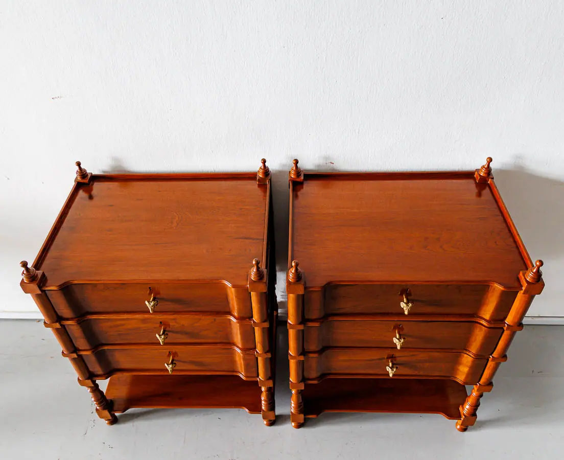 Antique Tables - Pair of British Colonla Teakwood Bedside Tables - The Past Perfect Collection - Singapore