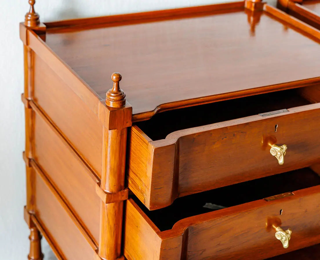 Antique Tables - Pair of British Colonla Teakwood Bedside Tables - The Past Perfect Collection - Singapore