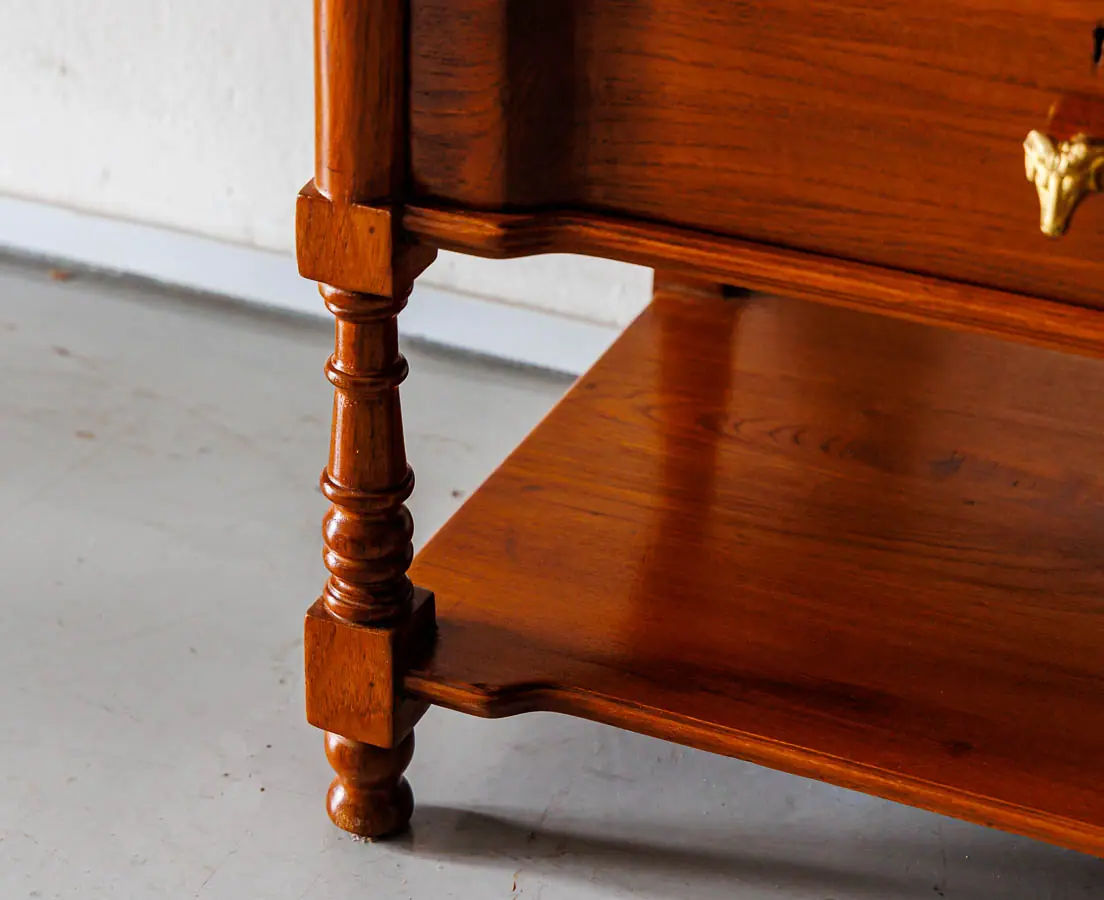 Antique Tables - Pair of British Colonla Teakwood Bedside Tables - The Past Perfect Collection - Singapore