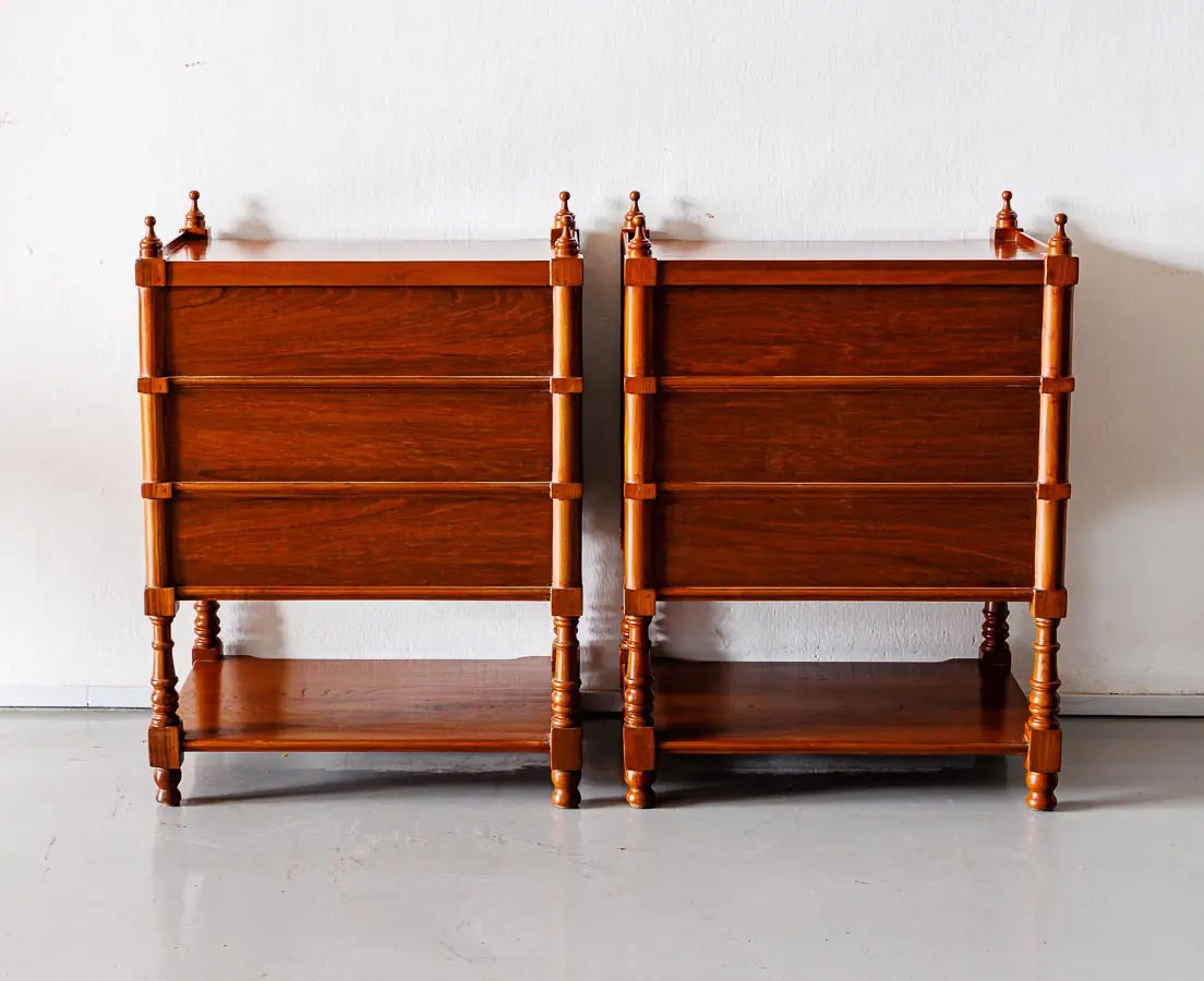 Antique Tables - Pair of British Colonla Teakwood Bedside Tables - The Past Perfect Collection - Singapore