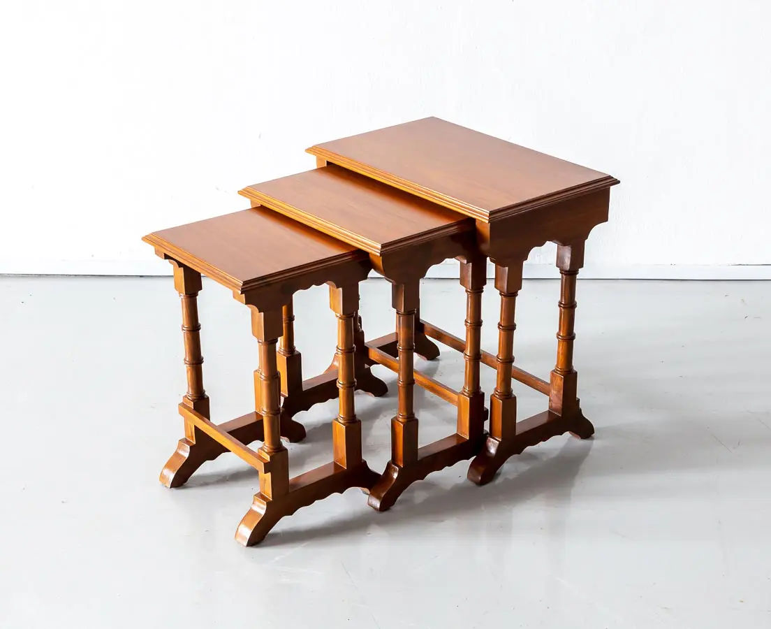 Antique Tables - British Colonial Teakwood Nest of Tables - The Past Perfect Collection - Singapore