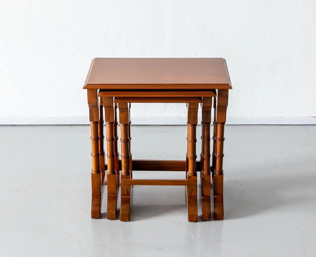 Antique Tables - British Colonial Teakwood Nest of Tables - The Past Perfect Collection - Singapore