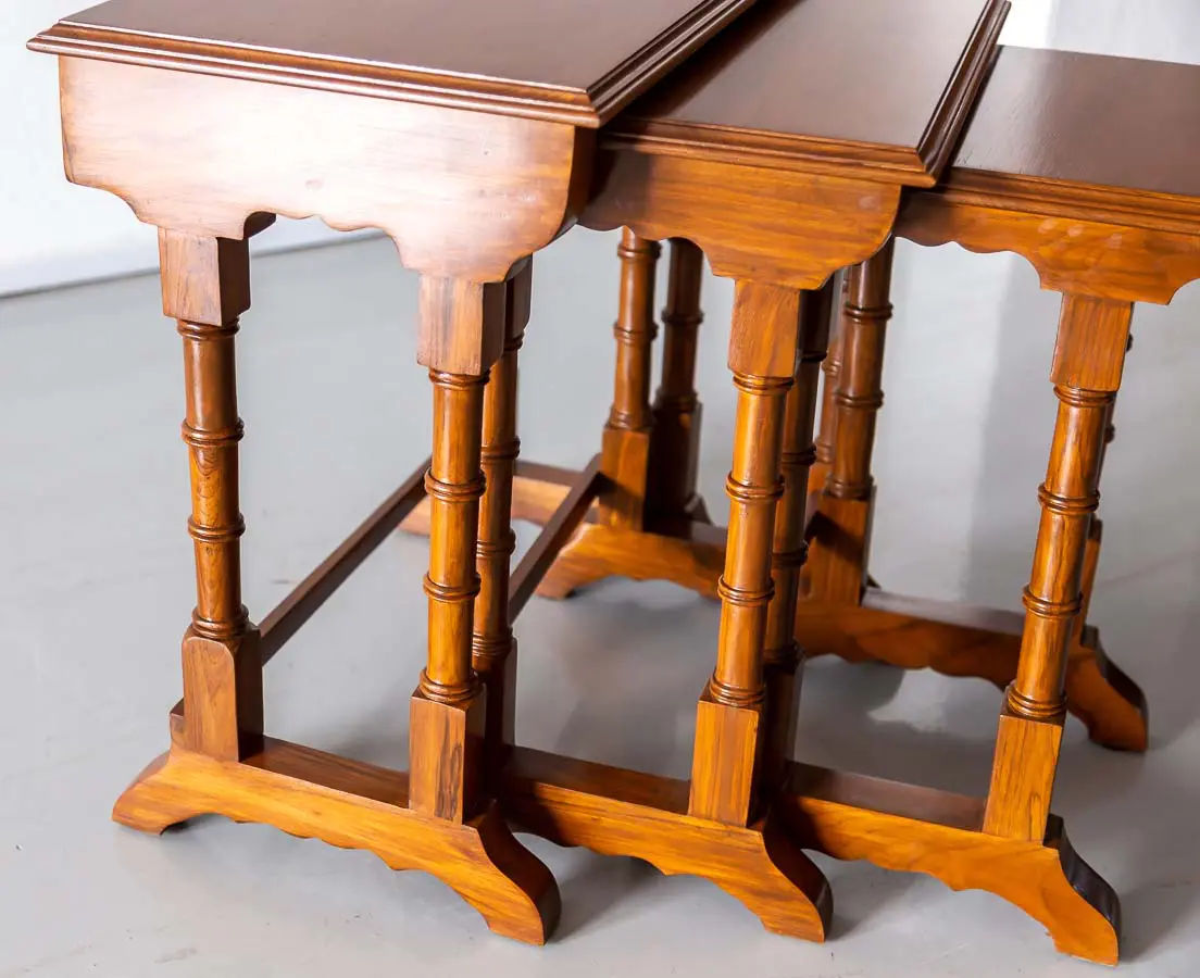 Antique Tables - British Colonial Teakwood Nest of Tables - The Past Perfect Collection - Singapore
