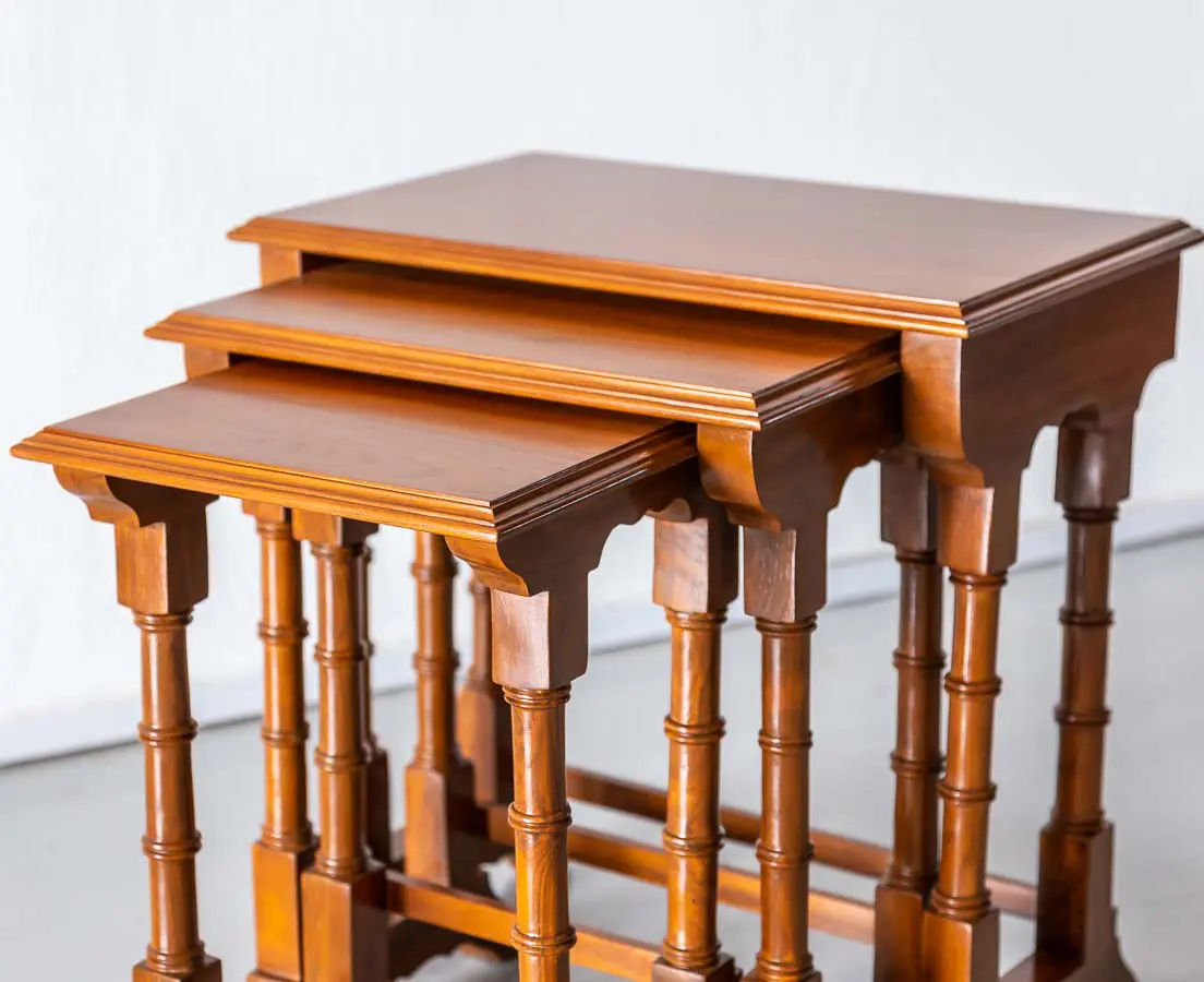 Antique Tables - British Colonial Teakwood Nest of Tables - The Past Perfect Collection - Singapore