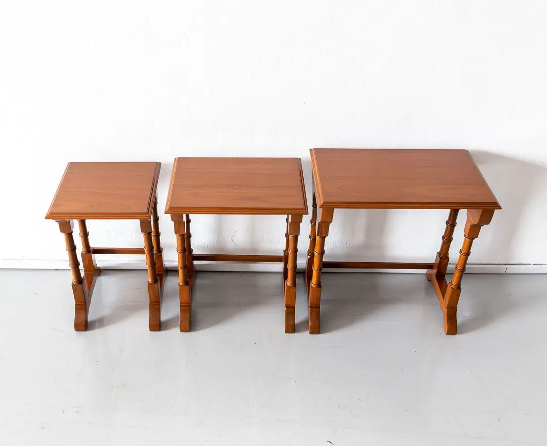 Antique Tables - British Colonial Teakwood Nest of Tables - The Past Perfect Collection - Singapore