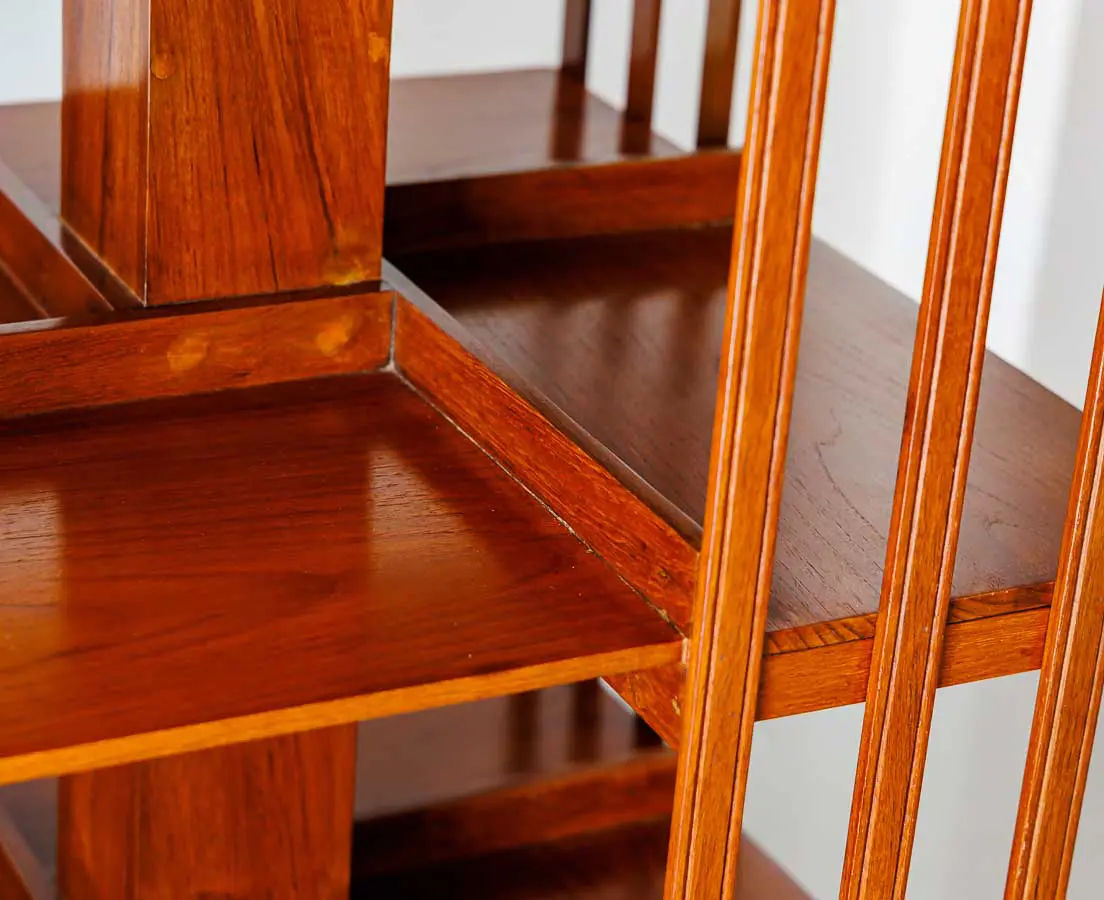 Antique Bookcases - British Coloinial Teakwood Revolving Bookcase - The Past Perfect Collection - Singapore