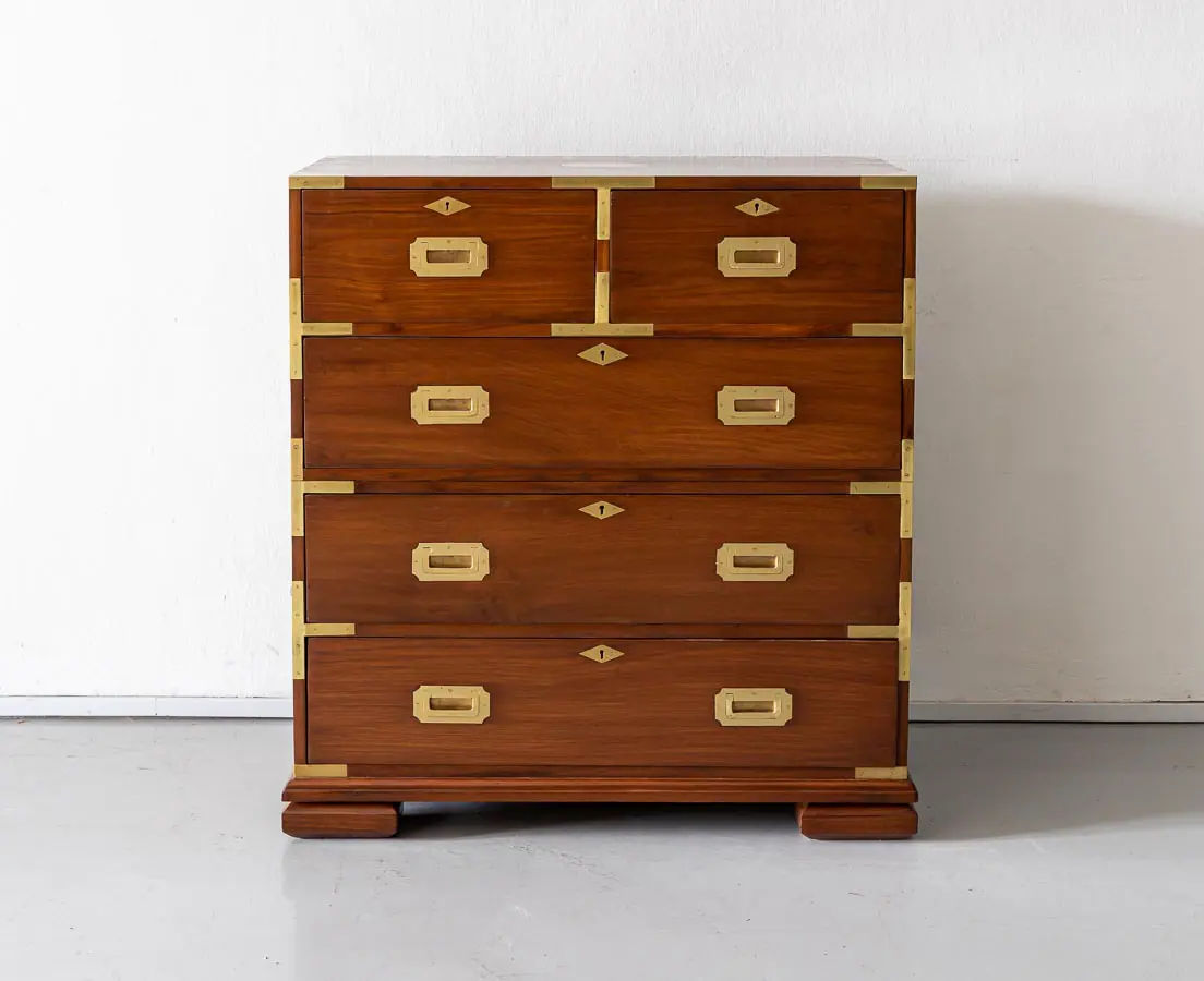 Antique Chests of Drawers - British Colonial Teakwood Chest of Drawers - The Past Perfect Collection - Singapore