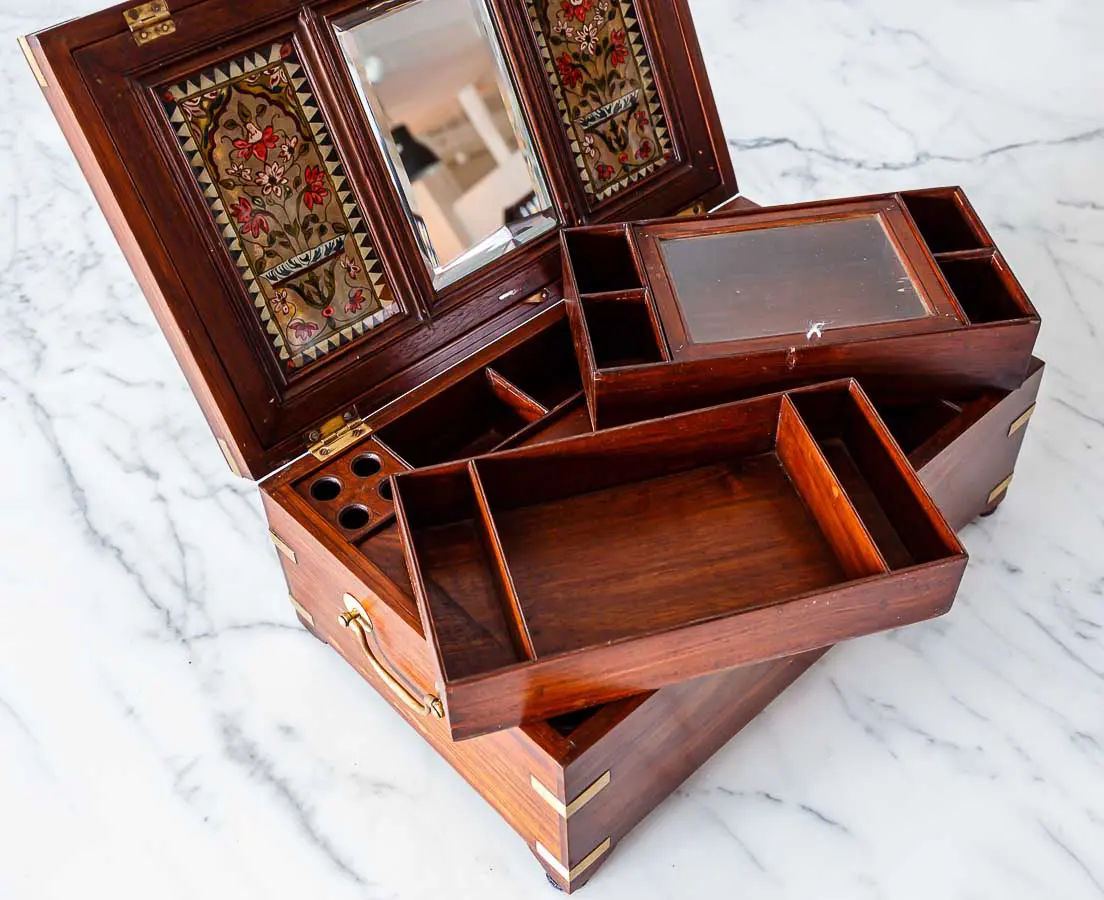 Antique Boxes - British Colonial Rosewood Dressing Box - The Past Perfect Collection - Singapore