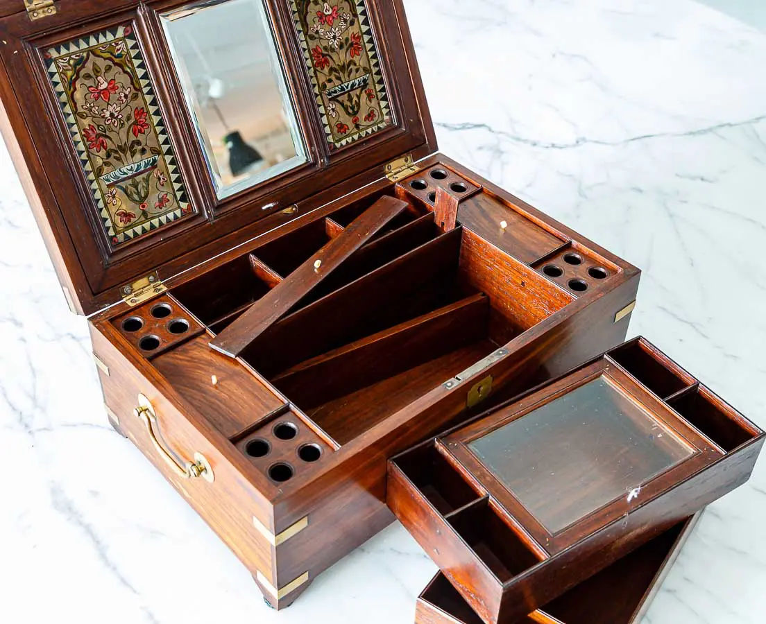 Antique Boxes - British Colonial Rosewood Dressing Box - The Past Perfect Collection - Singapore
