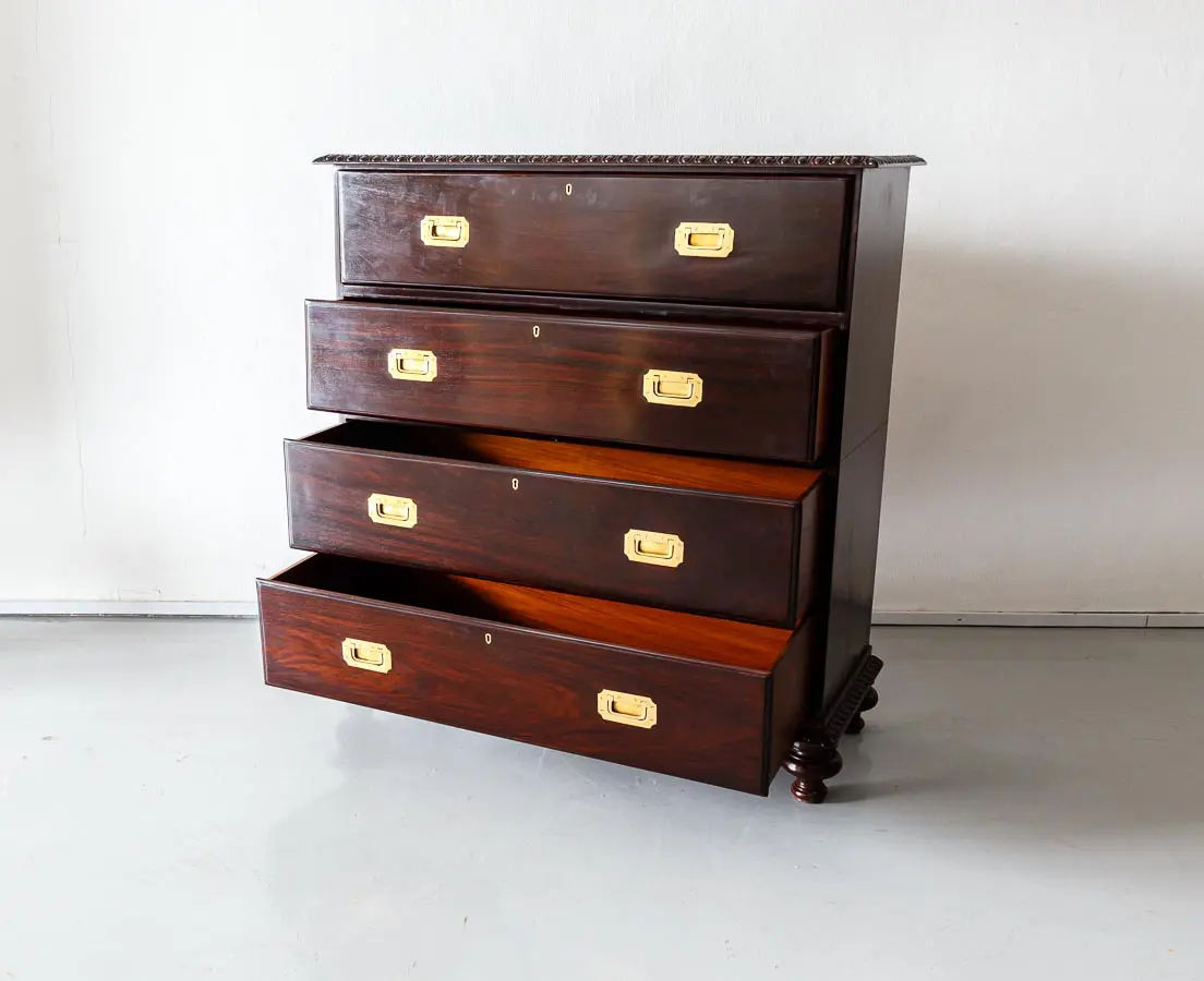 British Colonial Rosewood Secretaire Chest of Drawers - The Past Perfect Collection - Singapore