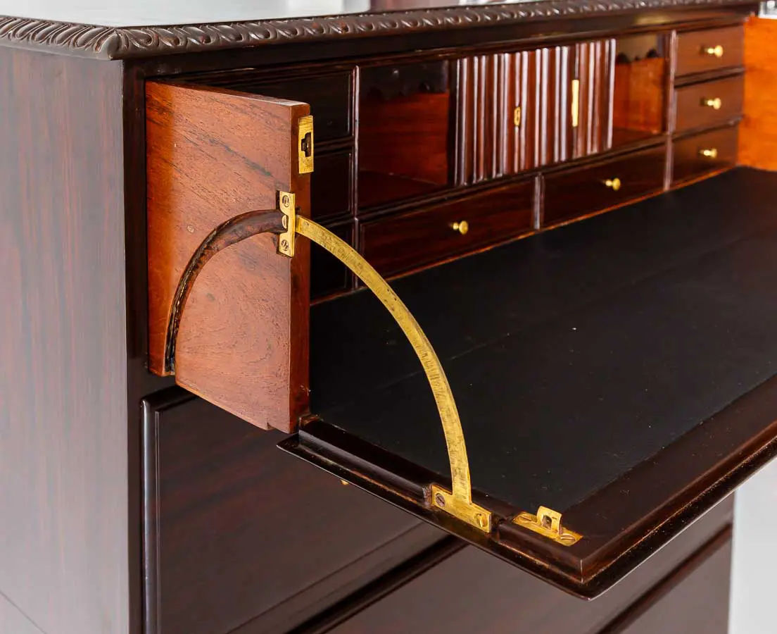 British Colonial Rosewood Secretaire Chest of Drawers - The Past Perfect Collection - Singapore