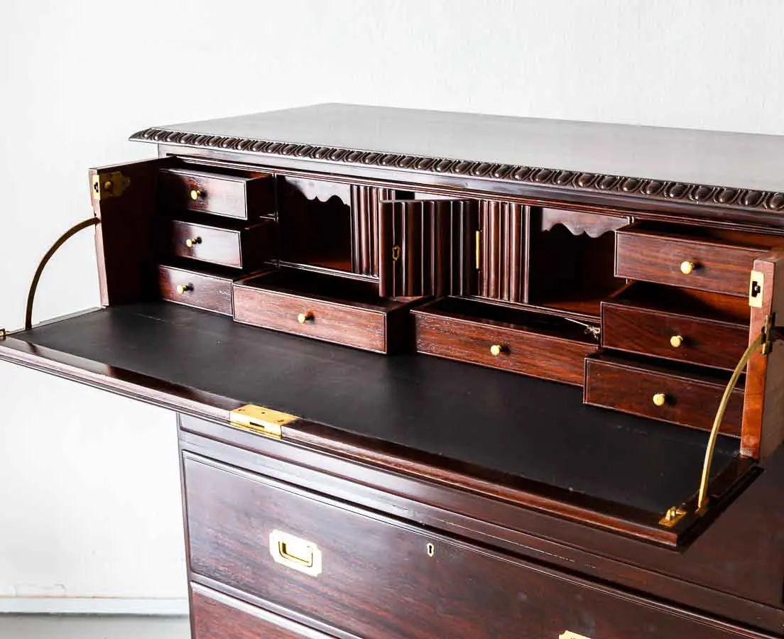 British Colonial Rosewood Secretaire Chest of Drawers - The Past Perfect Collection - Singapore