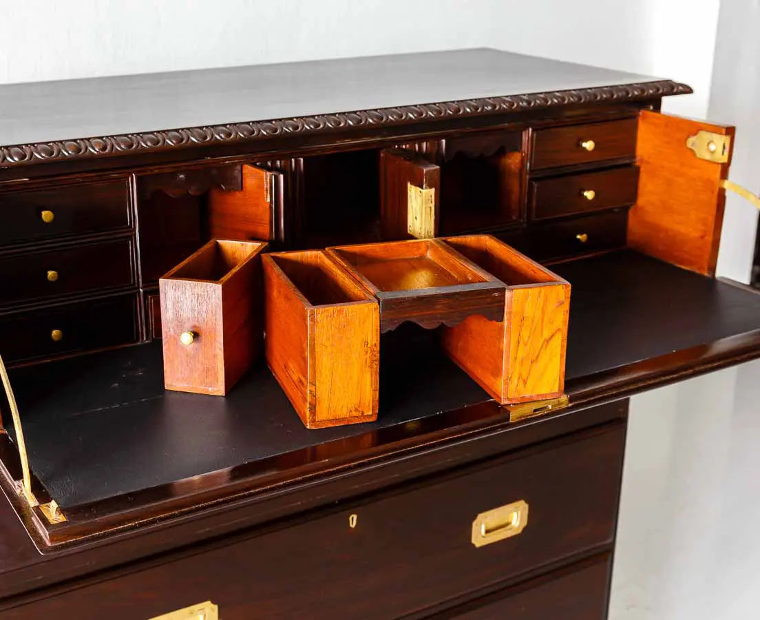 British Colonial Rosewood Secretaire Chest of Drawers - The Past Perfect Collection - Singapore