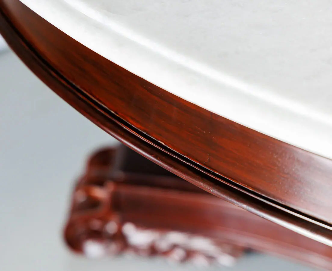 Antique Tables - British Colonial Mahogany Round Table with Marble Top - The Past Perfect Collection - Singapore