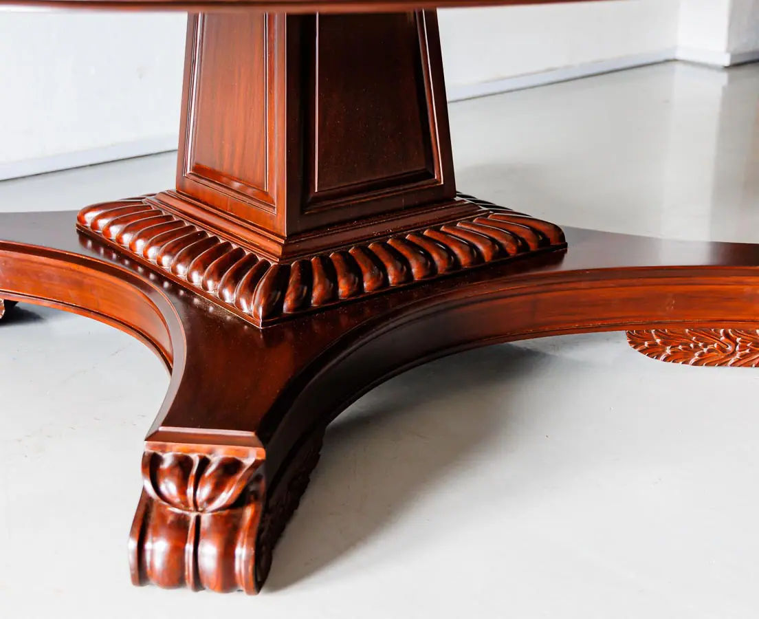 Antique Tables - British Colonial Mahogany Round Table with Marble Top - The Past Perfect Collection - Singapore
