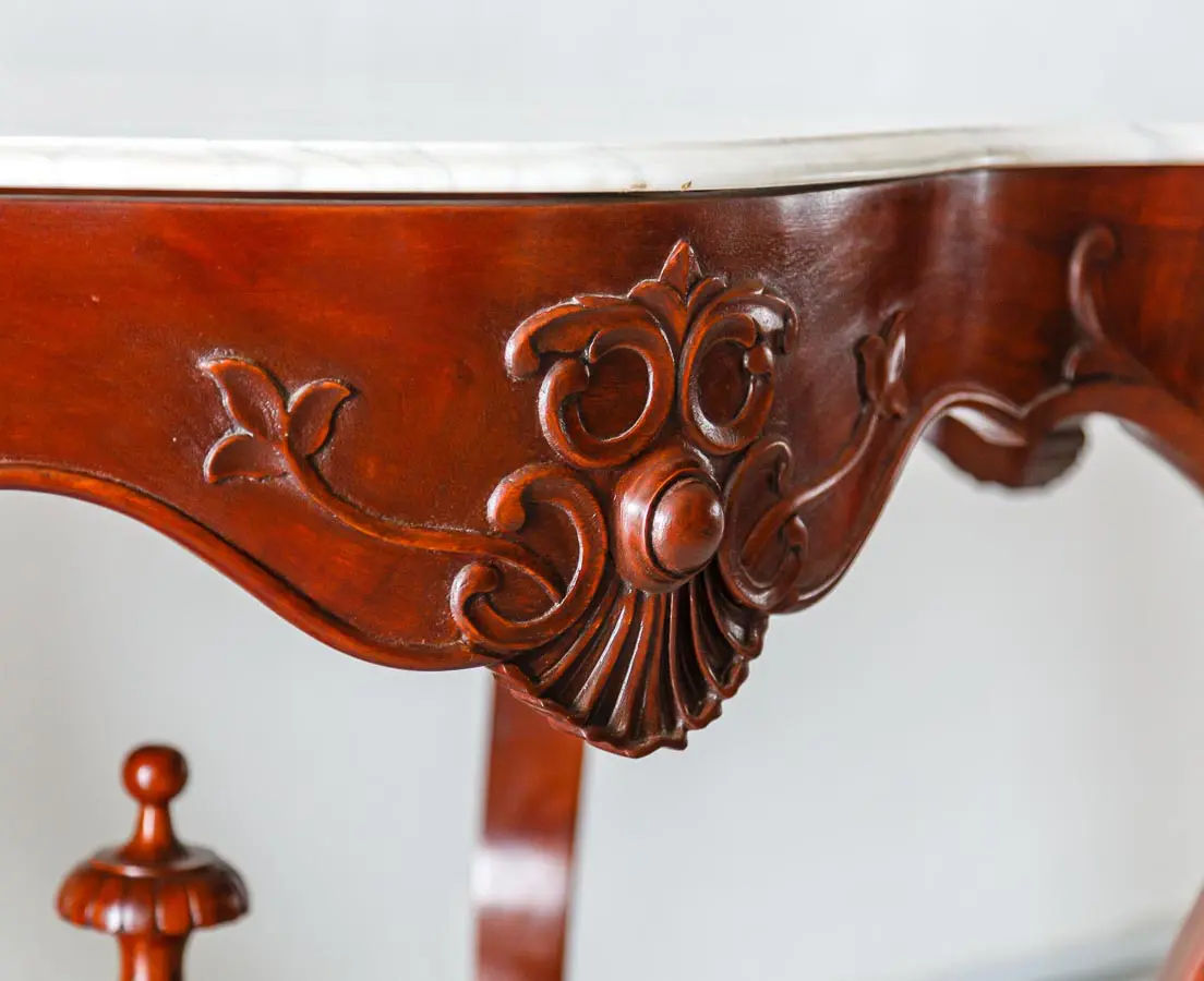 British Colonial Center Table with Marble Top - The Past Perfect Collection - Singapore