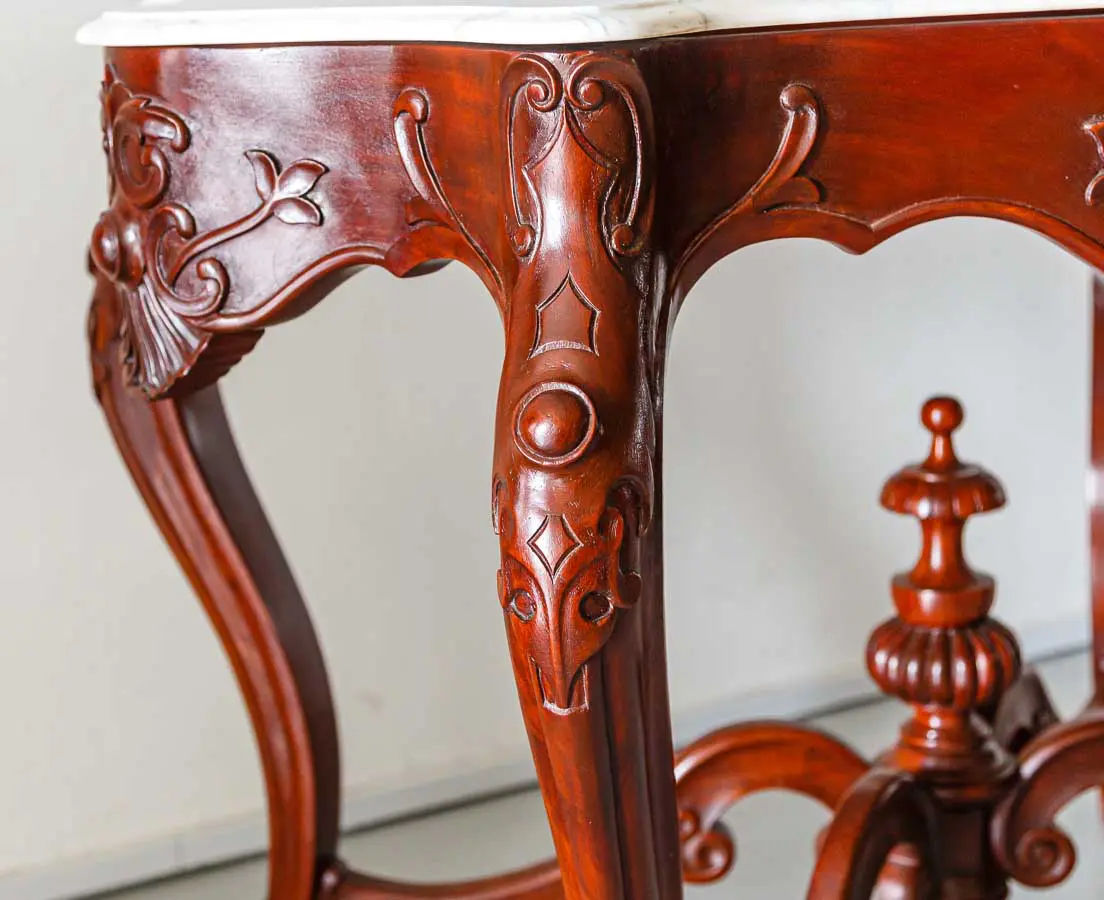 British Colonial Center Table with Marble Top - The Past Perfect Collection - Singapore