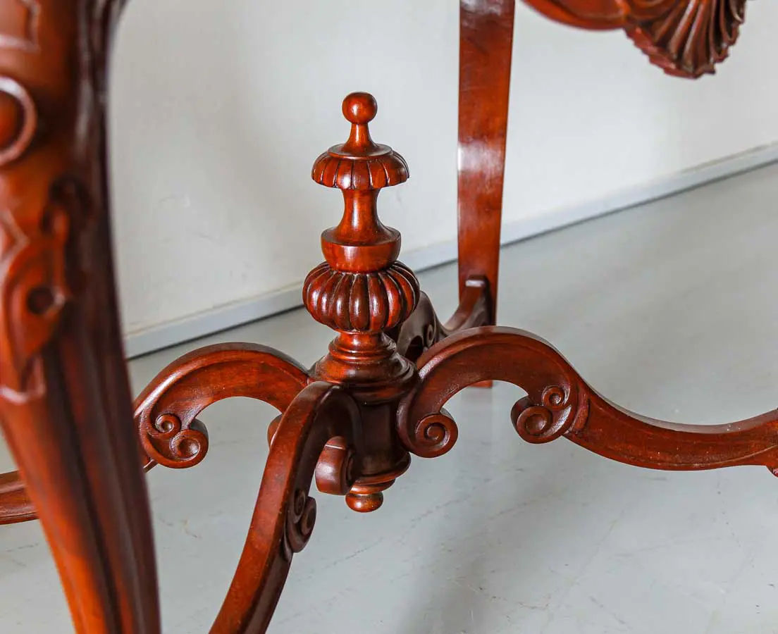 British Colonial Center Table with Marble Top - The Past Perfect Collection - Singapore