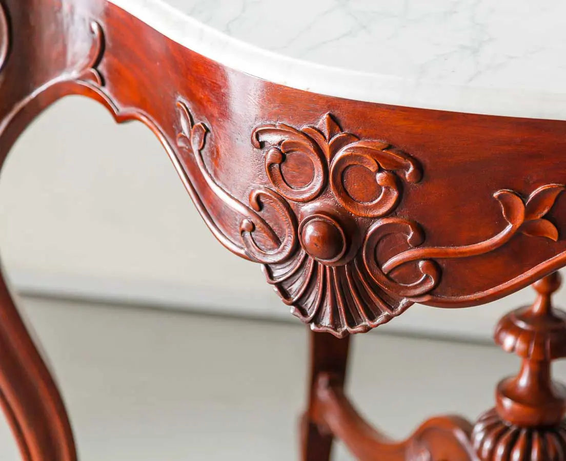 British Colonial Center Table with Marble Top - The Past Perfect Collection - Singapore