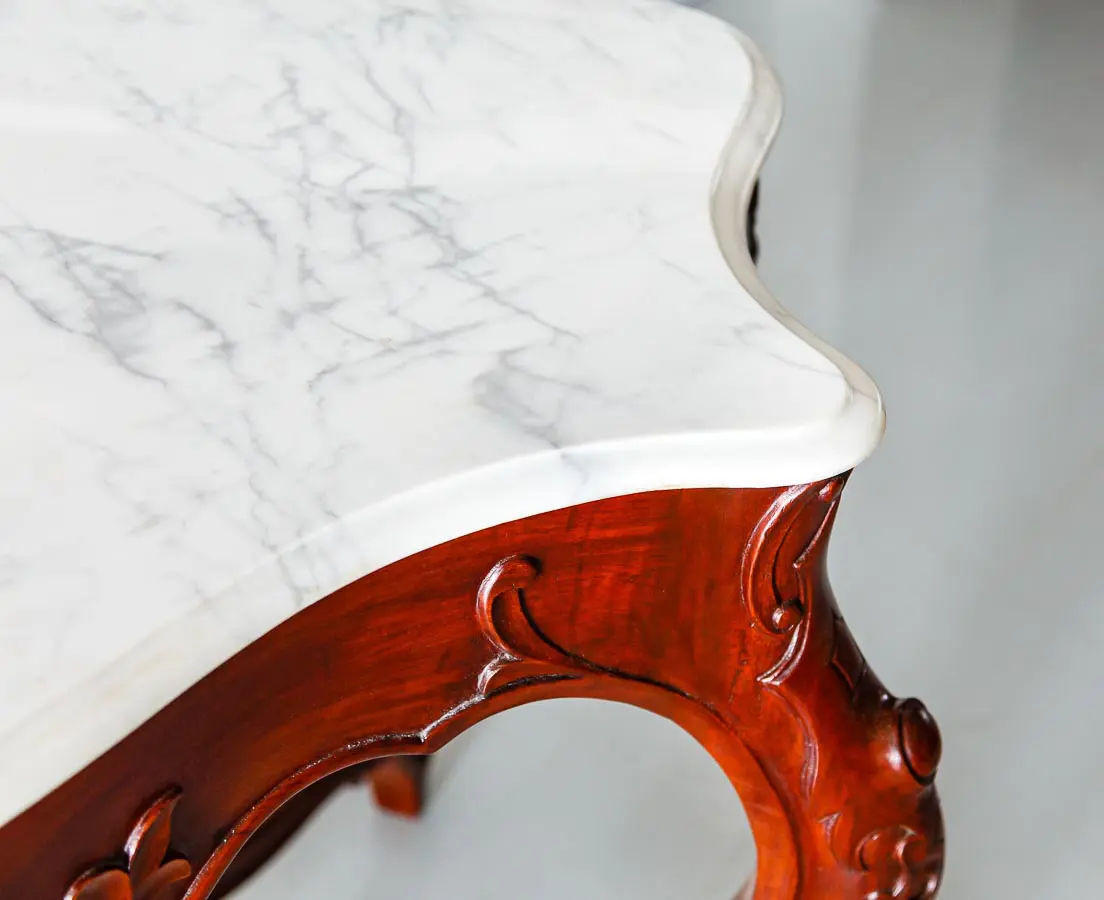 British Colonial Center Table with Marble Top - The Past Perfect Collection - Singapore