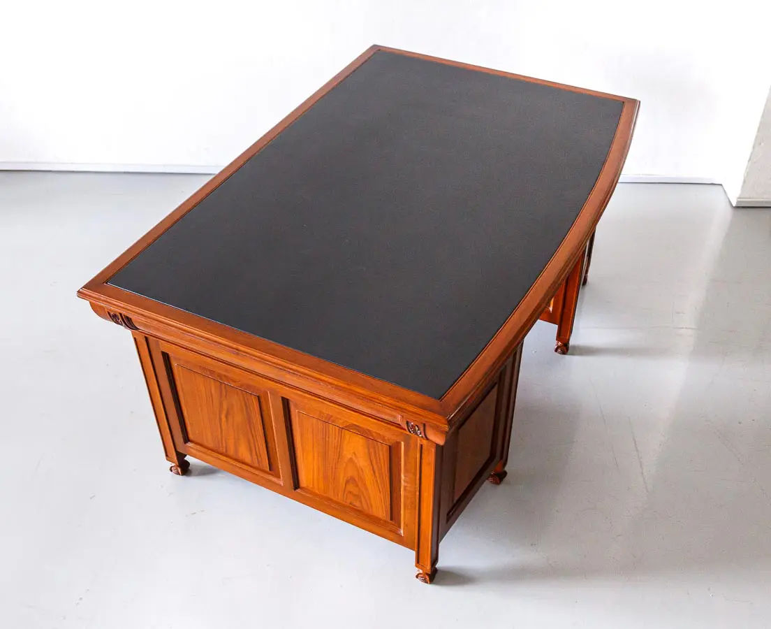 Antique Desks - British Colonial Teakwood Bow Fronted Desk - The Past Perfect Collection - Singapore